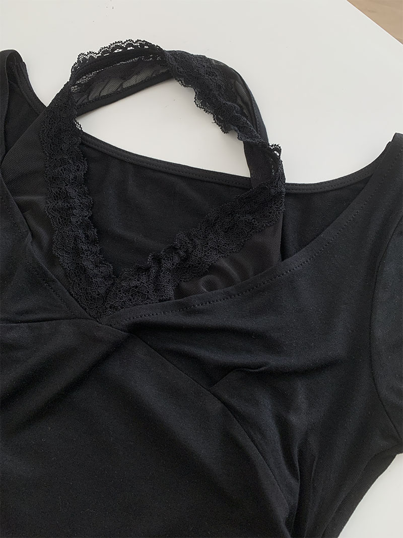 Aespa Ningning Inspired Lace Halter Neck Two-Piece Short Sleeve 