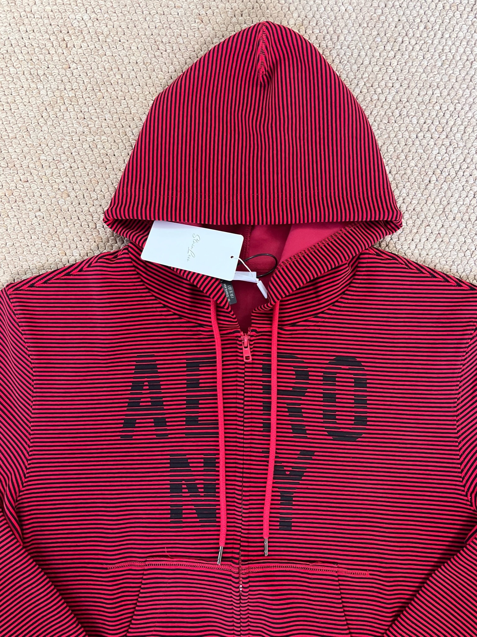 Cortis Martin Inspired Stripe Letter Print Zip Hoodie