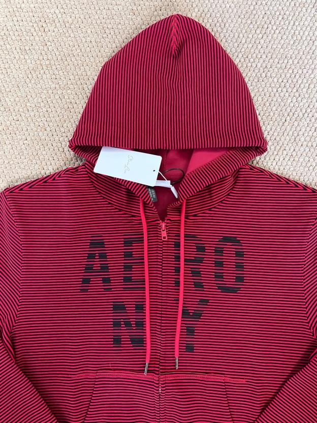 Cortis Martin Inspired Stripe Letter Print Zip Hoodie
