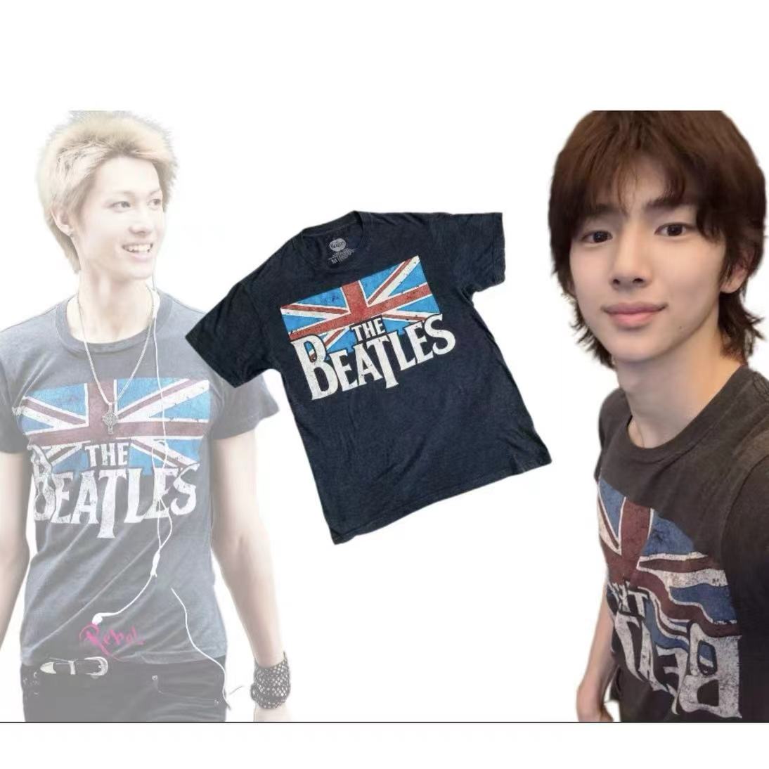 Cortis Martin&Juhoon Inspired The Beatles British Flag Washed Distressed T-Shirt