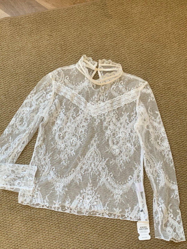 IVE Wonyoung Inspired Wool Hollow-Out Cardigan & Lace Top Set