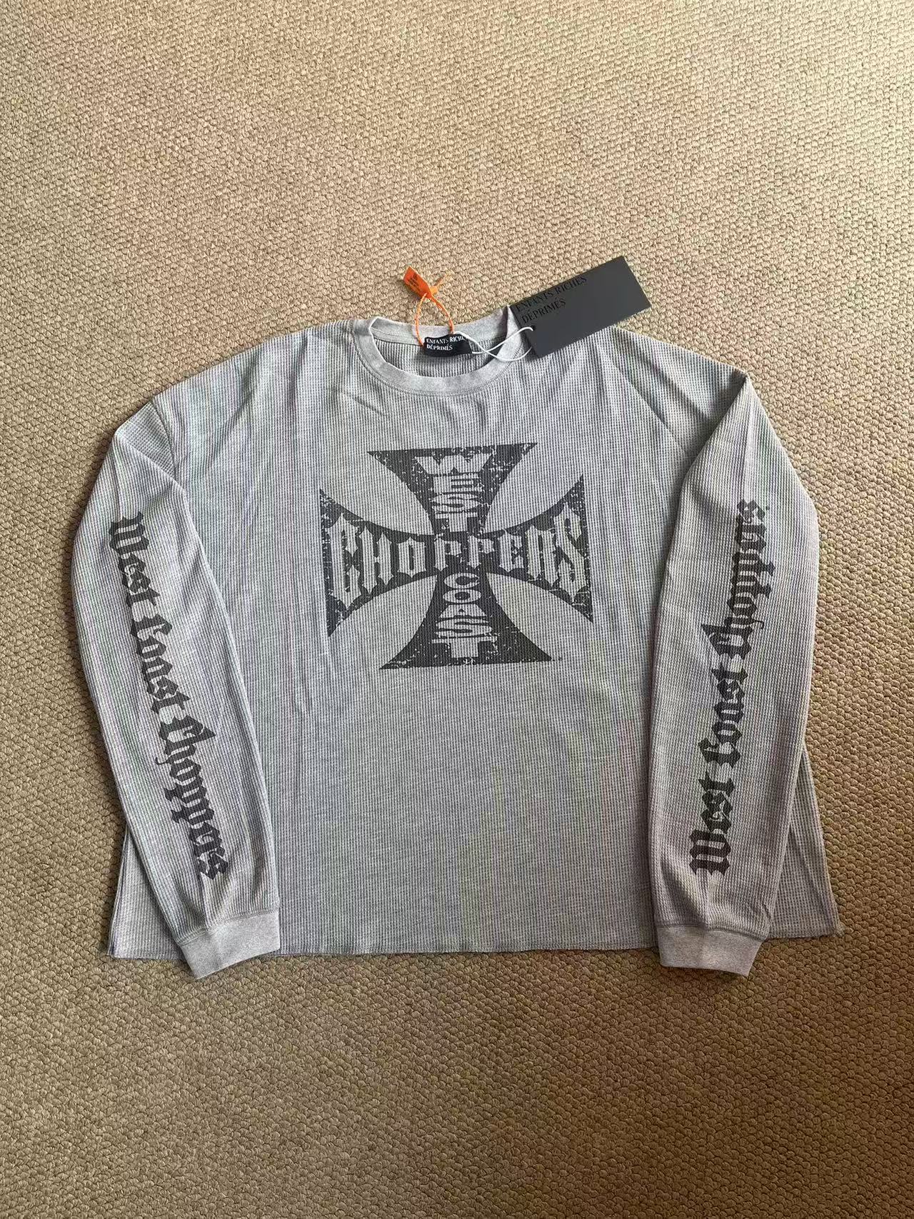 Boynextdoor Woonhak Inspired Vintage Cross Graphic Waffle Thermal Long Sleeve
