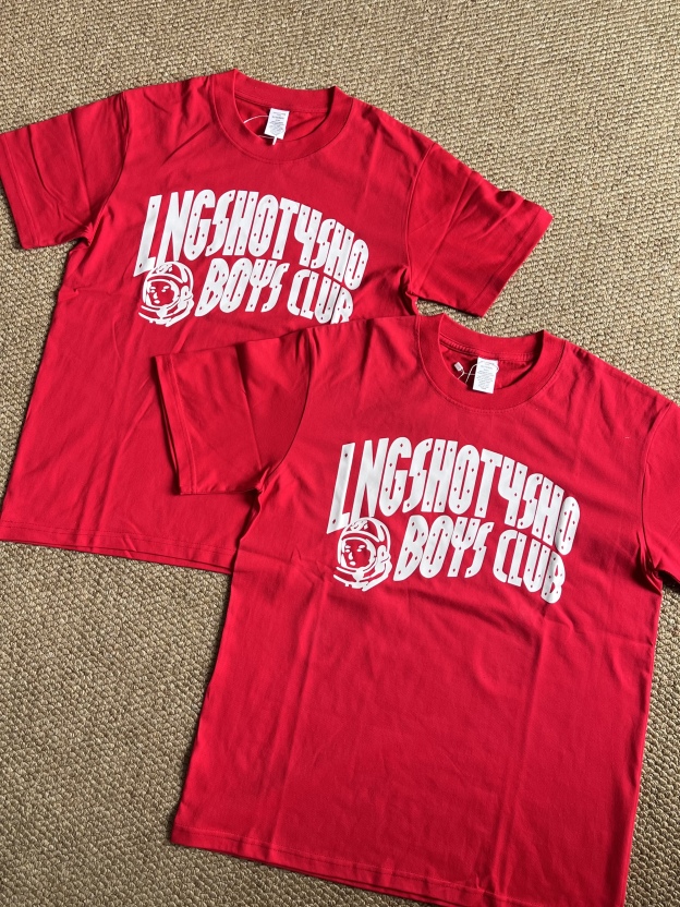 lngshot inspired  red boys club letter print tshirt