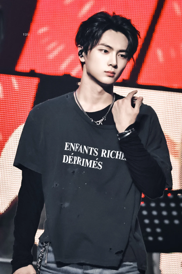 Enhypen Jay Distressed Washed Keywords Inspired Short Sleeve T-shirt