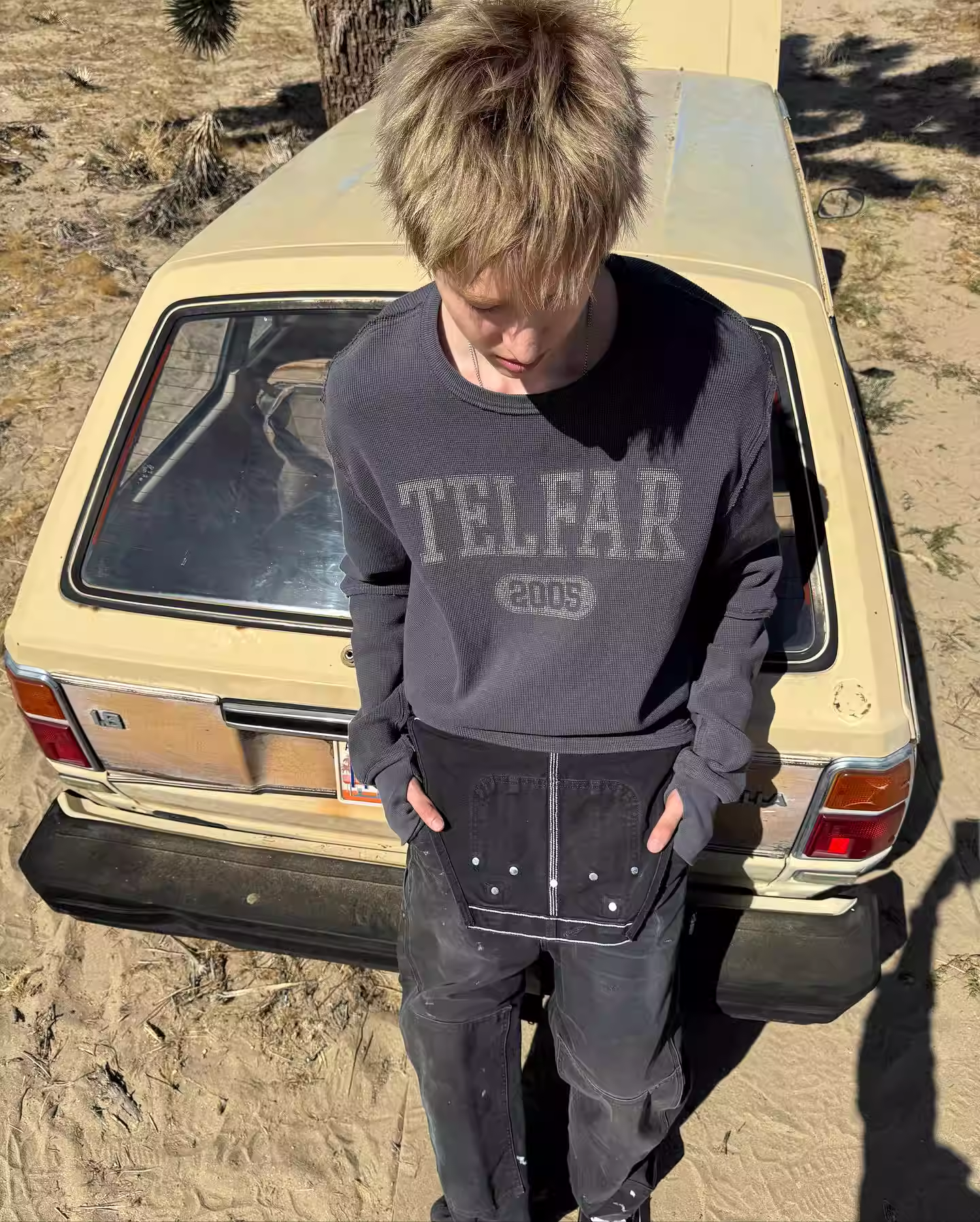 Cortis Martin Inspired Waffle Knit Rhinestone Long Sleeve Tee