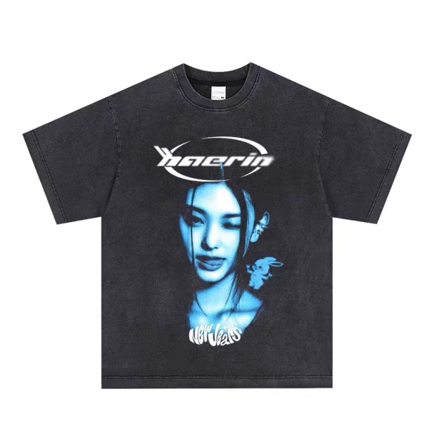 Newjeans Custom Member Printed Retro Washed T-Shirt