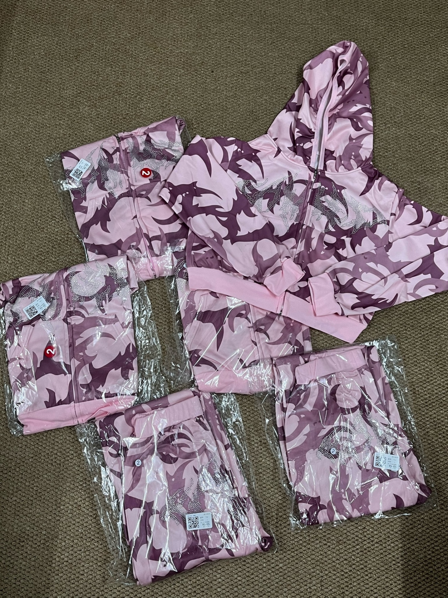 TWICE -Pink Camo Rhinestone inspired Hoodie Set
