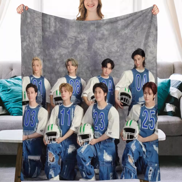 Stray kids Group Fanmade Flanne Blanket - Kpop Concert Fan Blanket-Straykids
