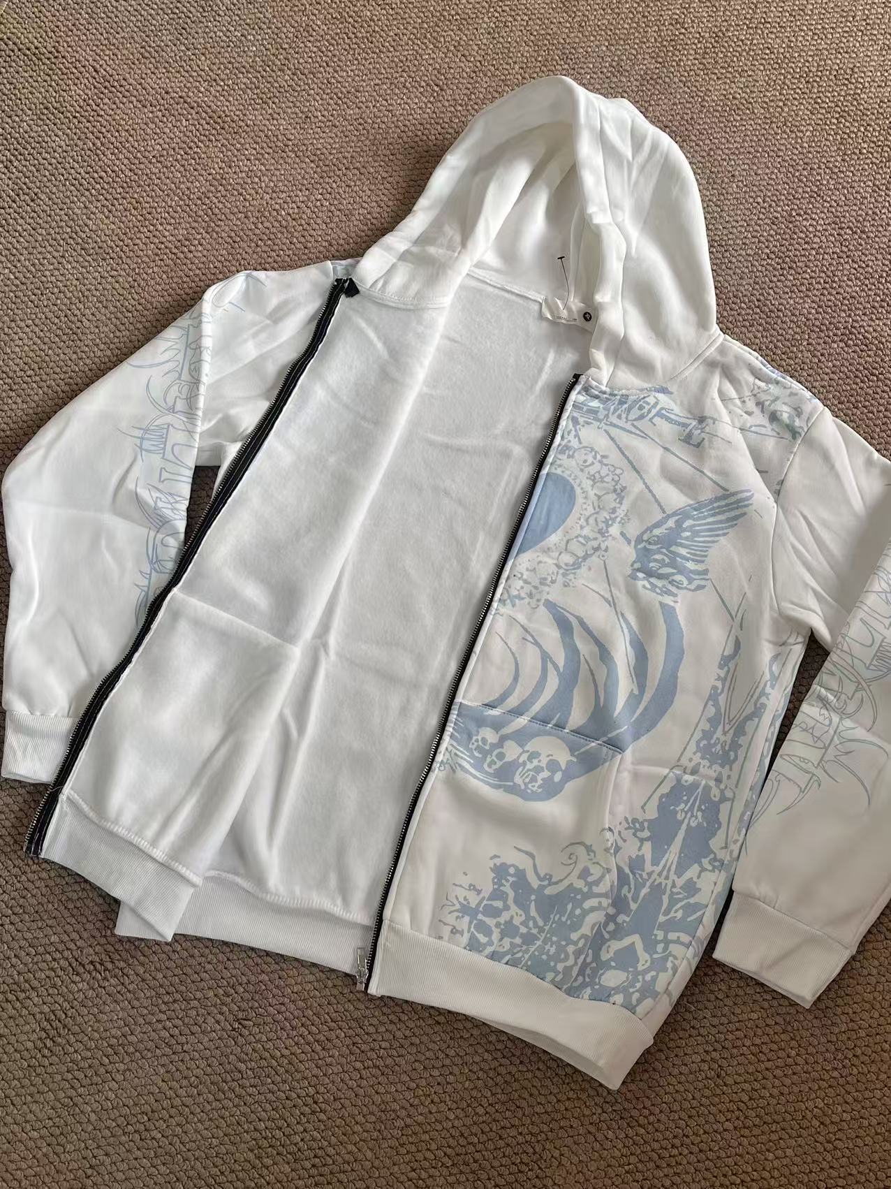 Aespa Giselle Inspired Heart Devil Graffiti Printed Zip Up Hoodie Jacket