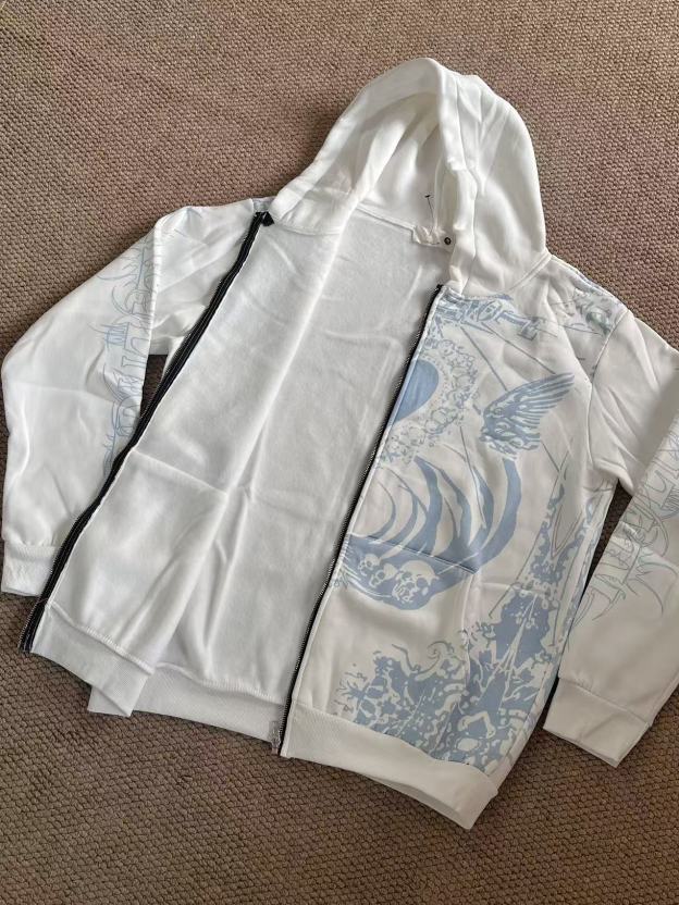 Aespa Giselle Inspired Heart Devil Graffiti Printed Zip Up Hoodie Jacket
