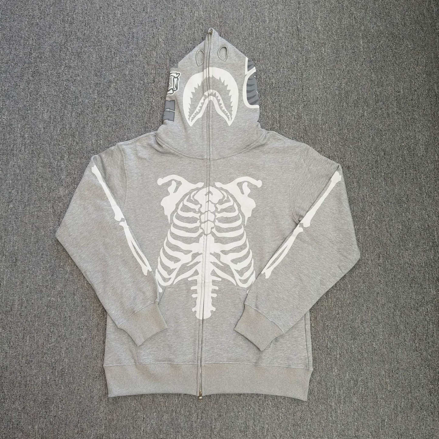 Lngshot ryul inspired shark heavy bape skeleton full zip hoodie