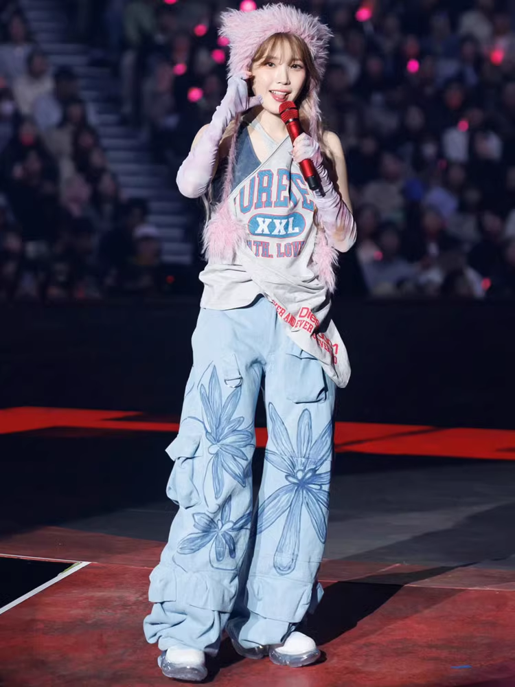 IU Same Blue Printed Wide Leg Pants 