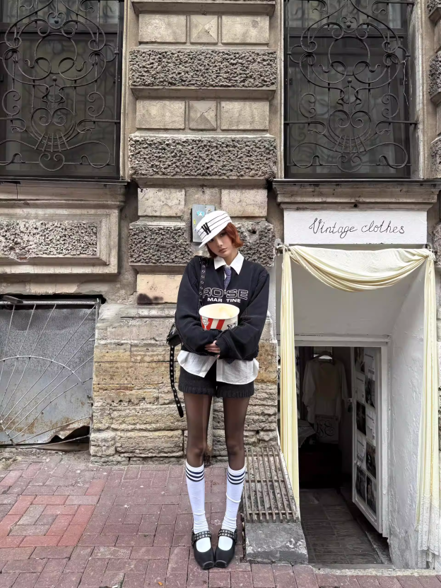 Aespa Winter Inspired Logo-Print Washed Bomber Jacket