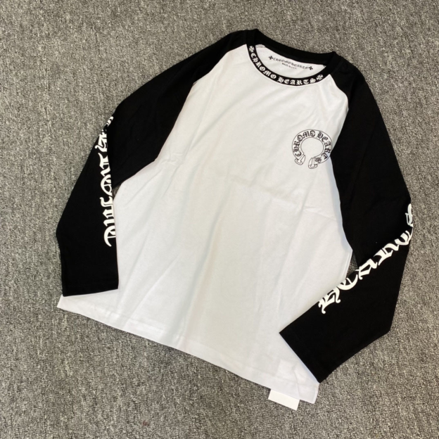 Straykids Hyunjin Inspired Chrome Hearts Style Horseshoe Neck Logo Long Sleeve Shirt-stray kids
