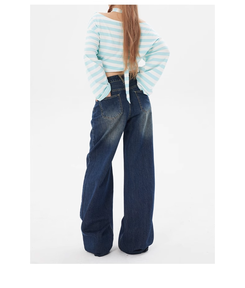 Ningning Dark wide-leg straight pants-Aespa Ningning