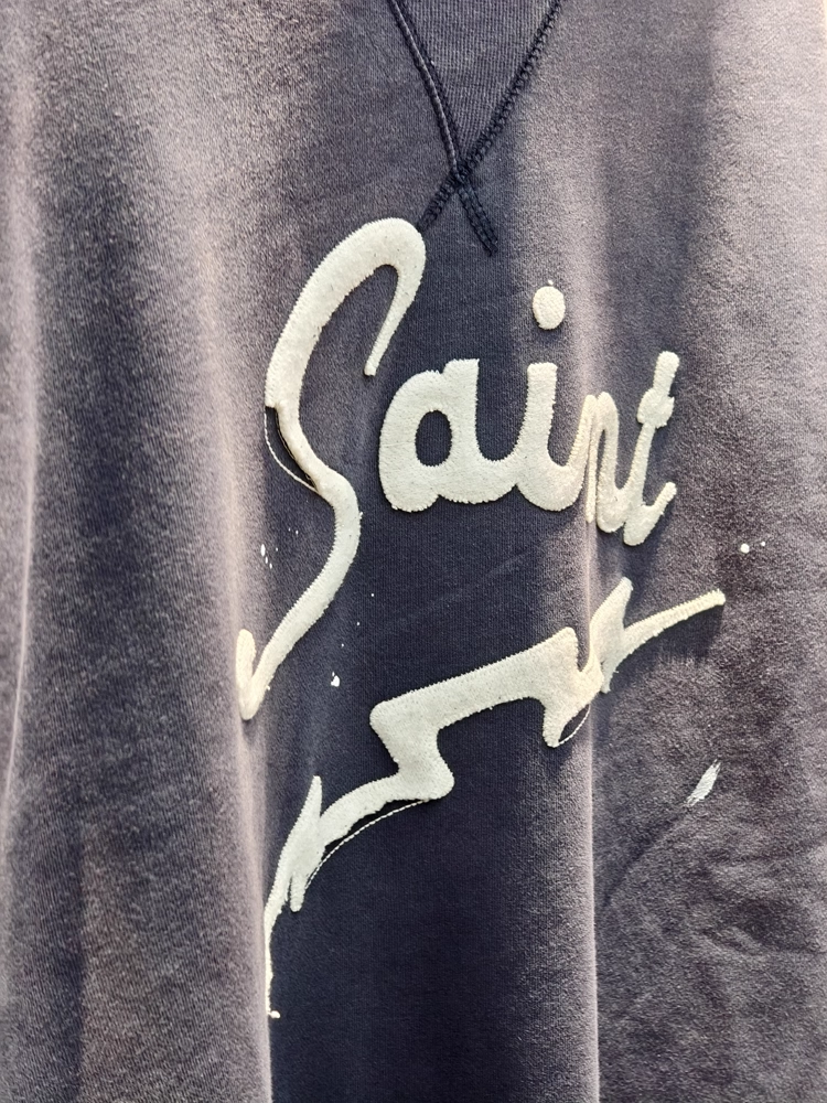 TXT Soobin Inspired Washed Blue Lightning Embroidered Sweatshirt
