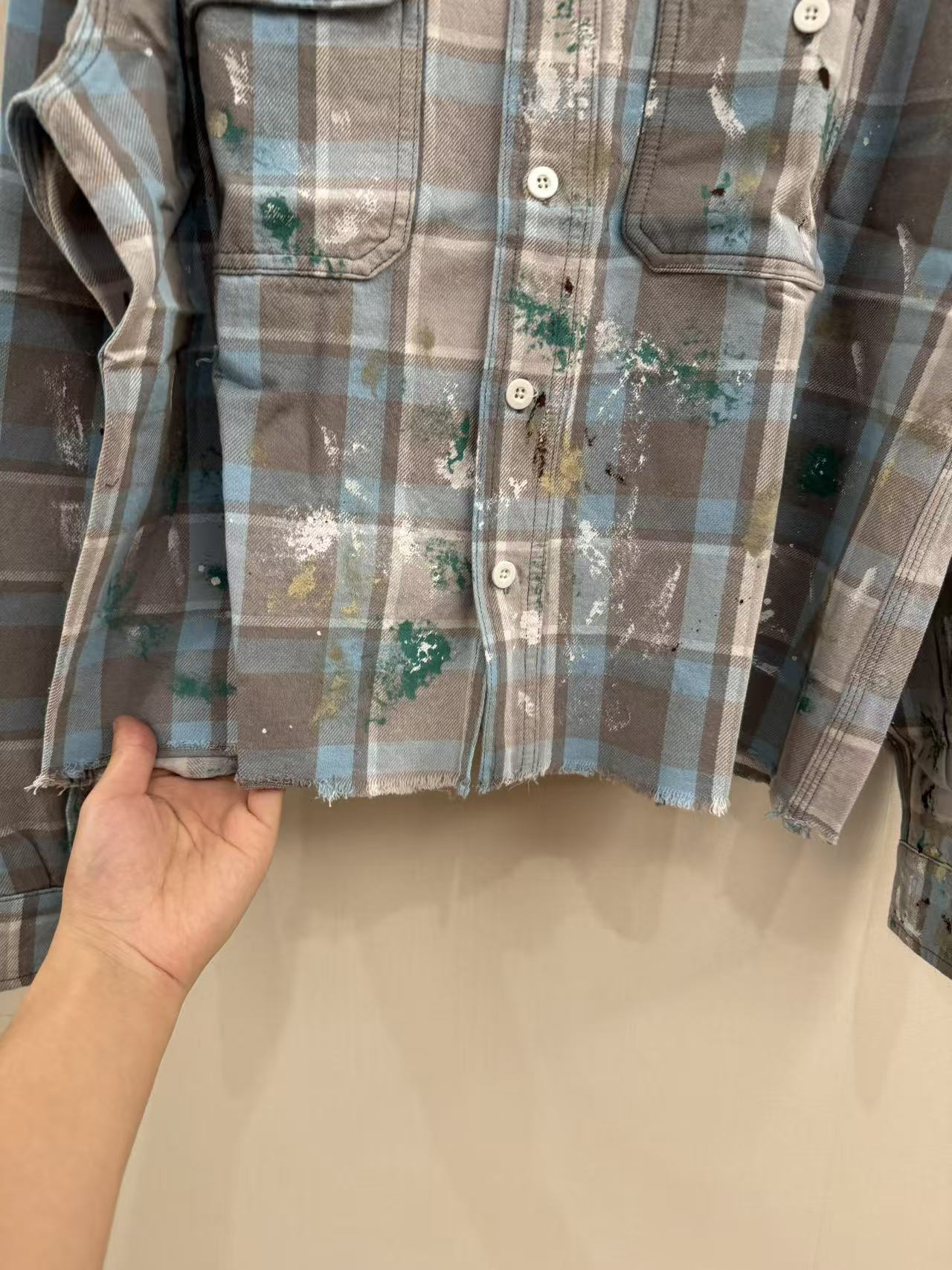 Cortis Juhoon Inspired Paint Splatter Plaid Shirt Jacket