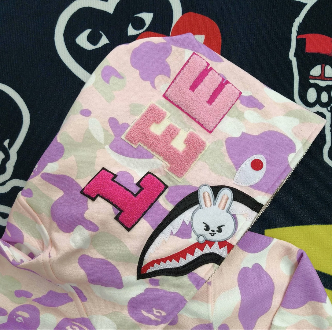 StrayKids LeeKnow BAPE Inspired Bape camo zip-up  hoodie-Stray Kids