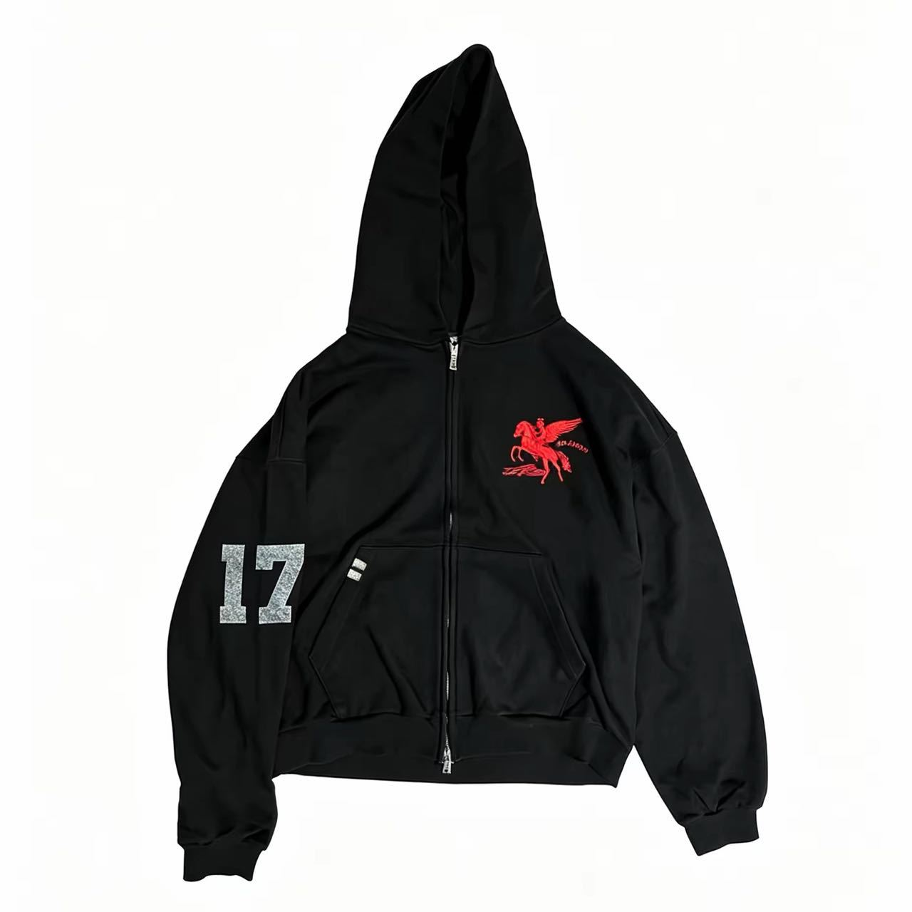 Hearts2hearts Jiwoo Inspired Pegasus 17 Graphic Print Zip Up Hoodie