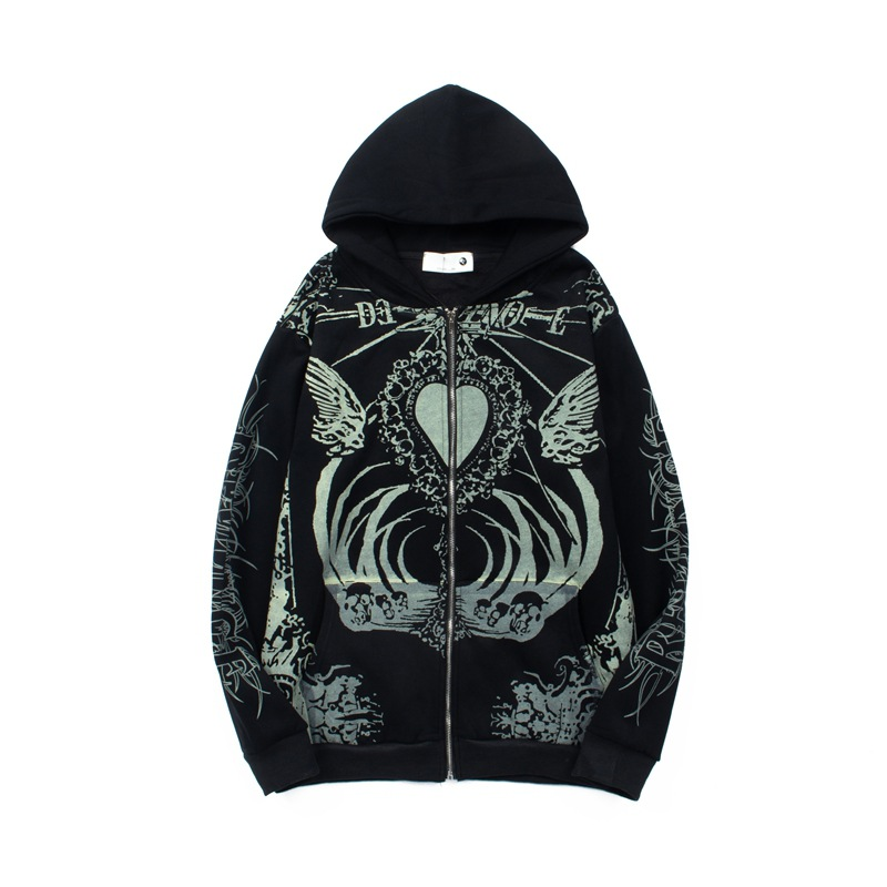 Aespa Giselle Inspired Heart Devil Graffiti Printed Zip Up Hoodie