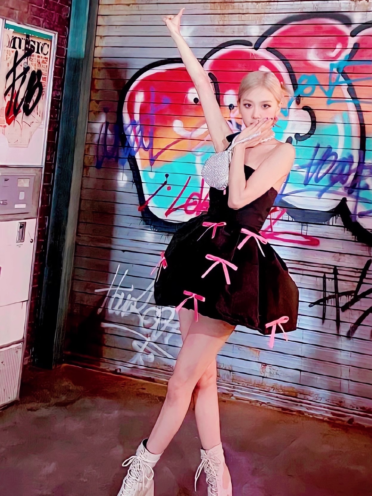 BLACKPINK Rosé Inspired Bustier Bow Fluffy Dress 