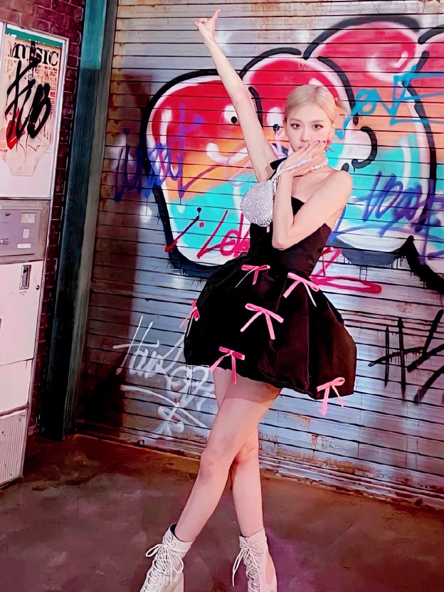 BLACKPINK Rosé Inspired Bustier Bow Fluffy Dress 