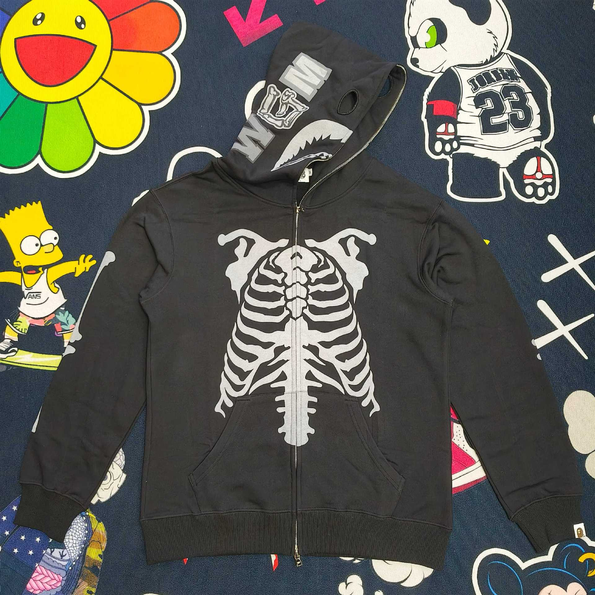 Lngshot Ryul Inspired Bape Skeleton Shark Full Zip Hoodie