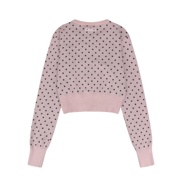 IVE Rei&LE SSERAFIM Eunchae Inspired Polka Dot Cropped Knit Cardigan