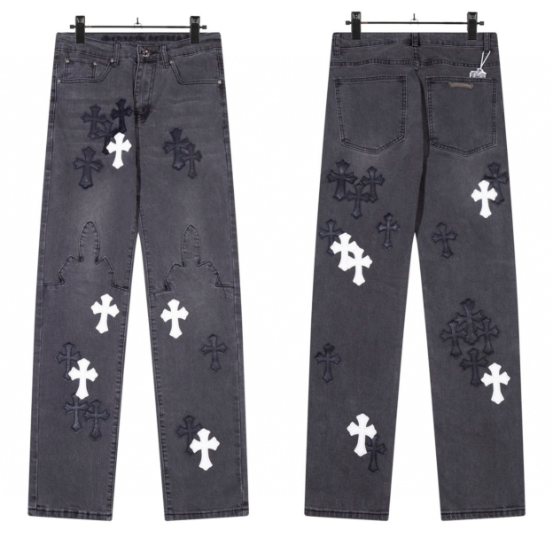 Enhypen Niki Inspired Chrome Hearts Cross Patch Straight Leg Denim Jeans-NI-KI