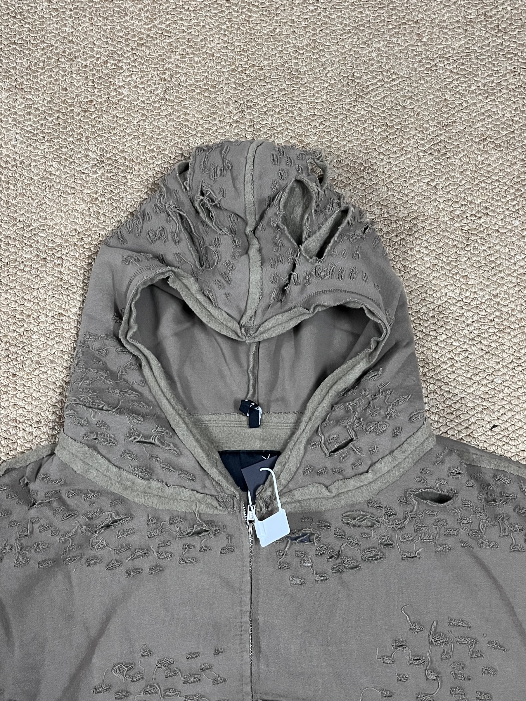 Blackpink Rose Inspired Heavy Distressed Destroyed Zip-Up Hoodie