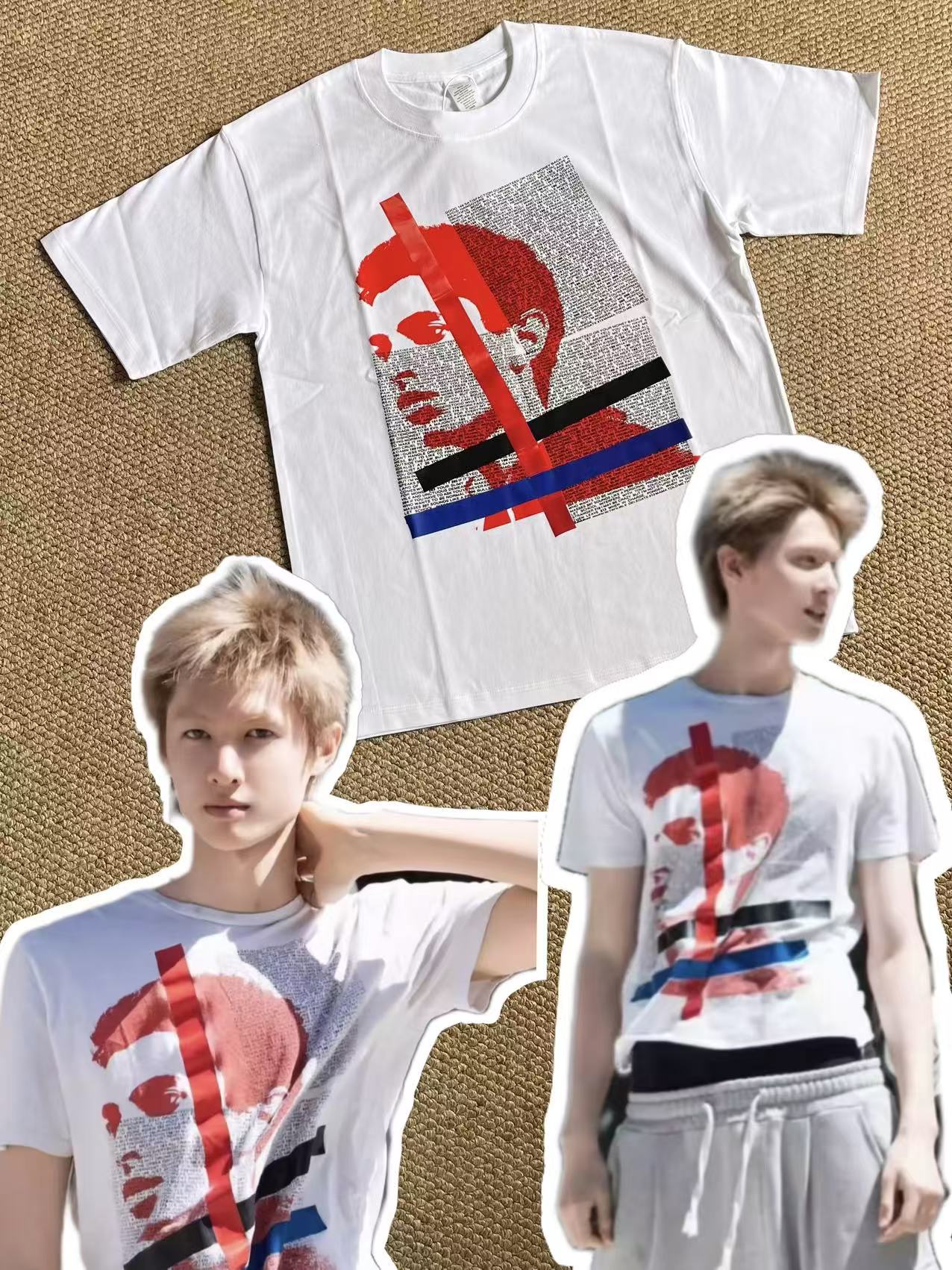 Cortis Martin Inspired Portrait Collage Tape Print T-Shirt