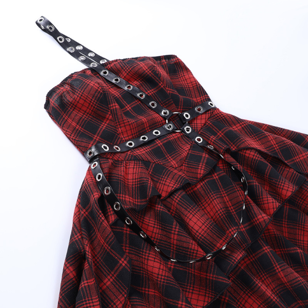 Red Plaid Tube Dress-Straykids concert outfitidea for STAY