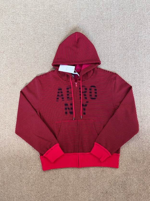 Cortis Martin Inspired Stripe Letter Print Zip Hoodie