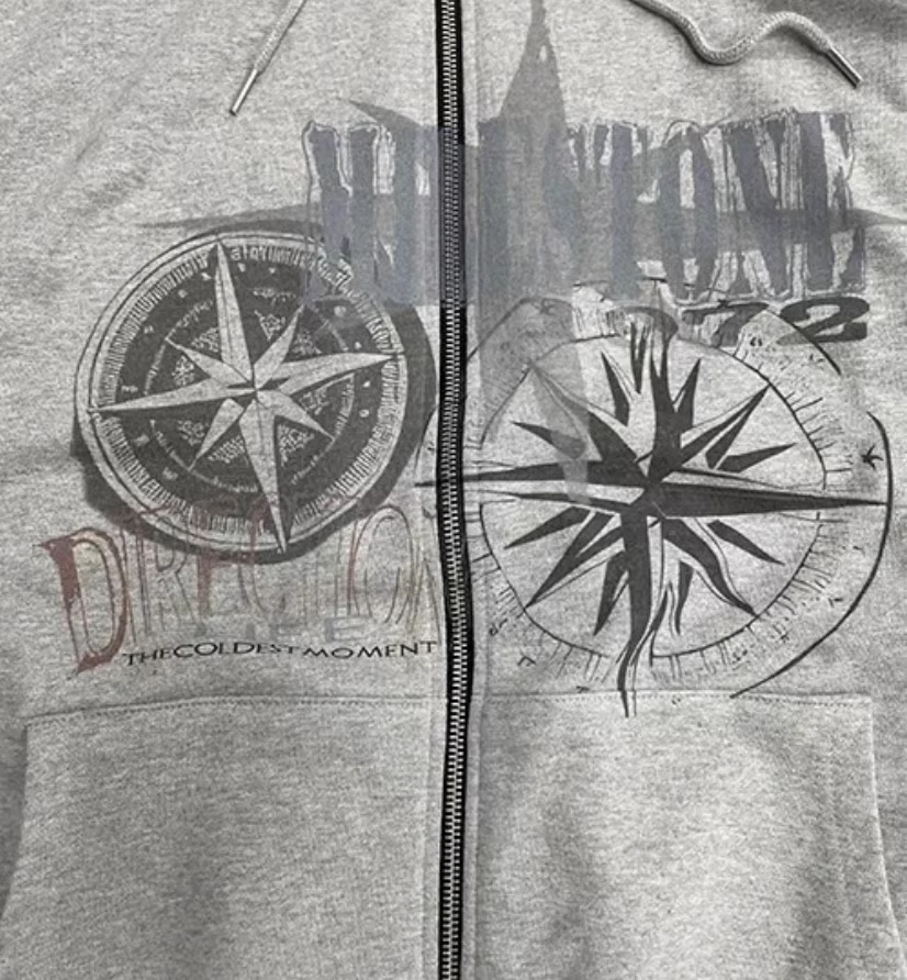 ENHYPEN Niki Inspired Compass Graphic Zip up Hoodie