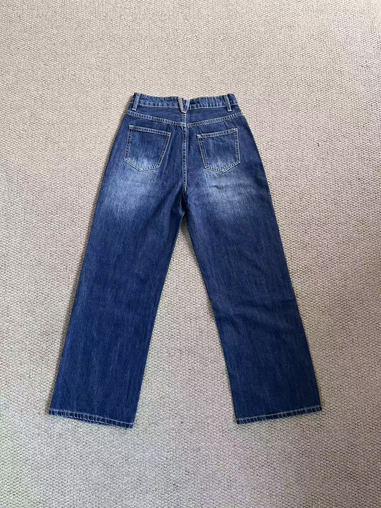 Aespa Ningning-Dark wideleg denim pants