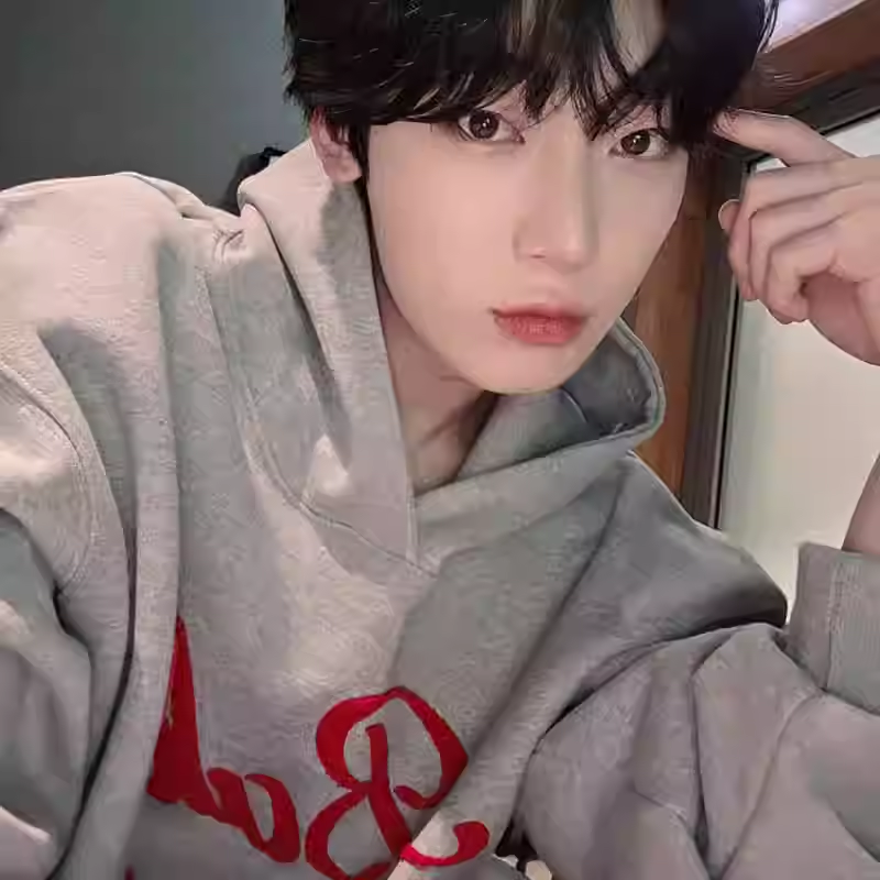 Enhypen Sunoo Inspired Baby Lettering Grey Hoodie