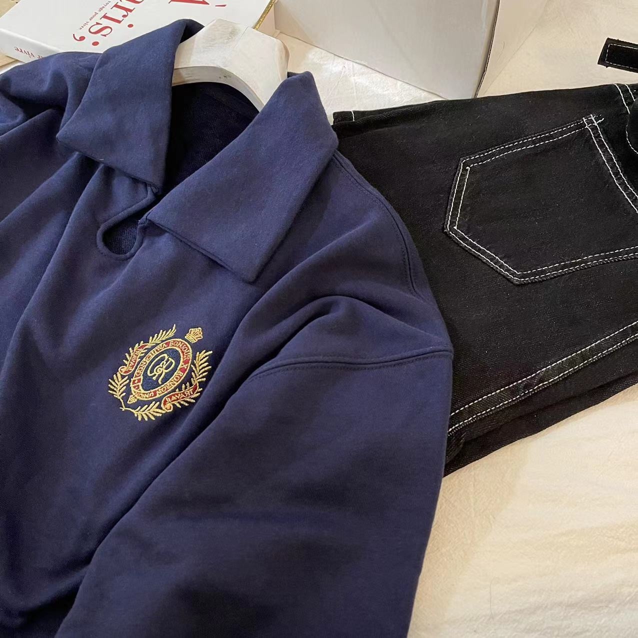 Straykids&ITZY&GIDLE Embroidered Polo Sweatshirt