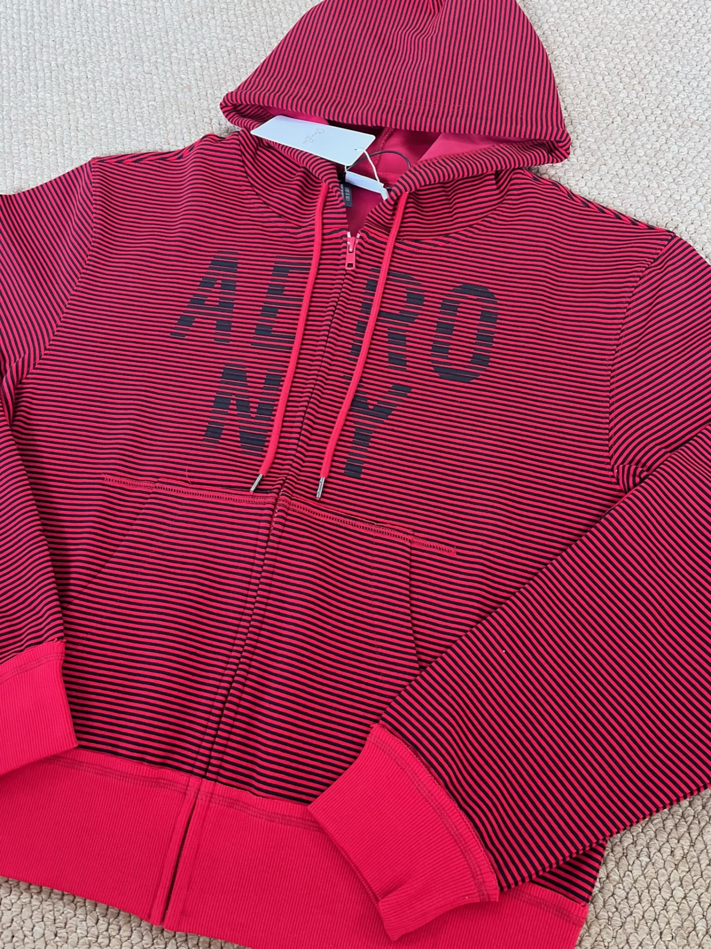 Cortis Martin Inspired Stripe Letter Print Zip Hoodie