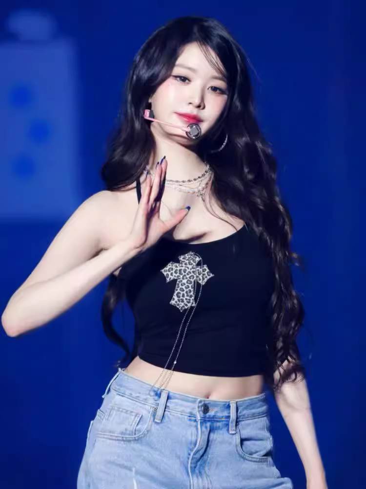 IVE Wonyoung Inspired Cross Necklace Sleeveless