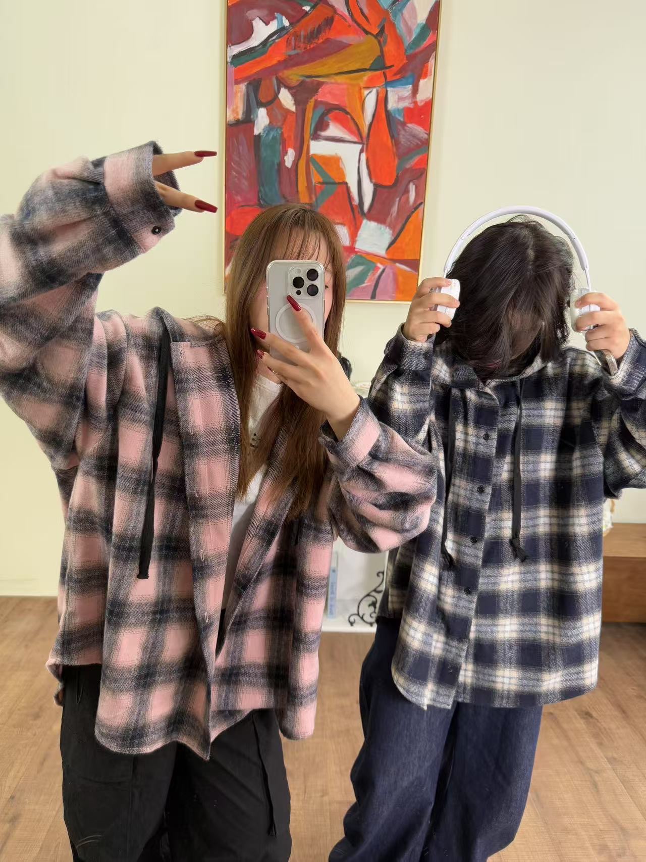Stray kids Leeknow & Wayv YangYang inspired plaid Hooded Shirt