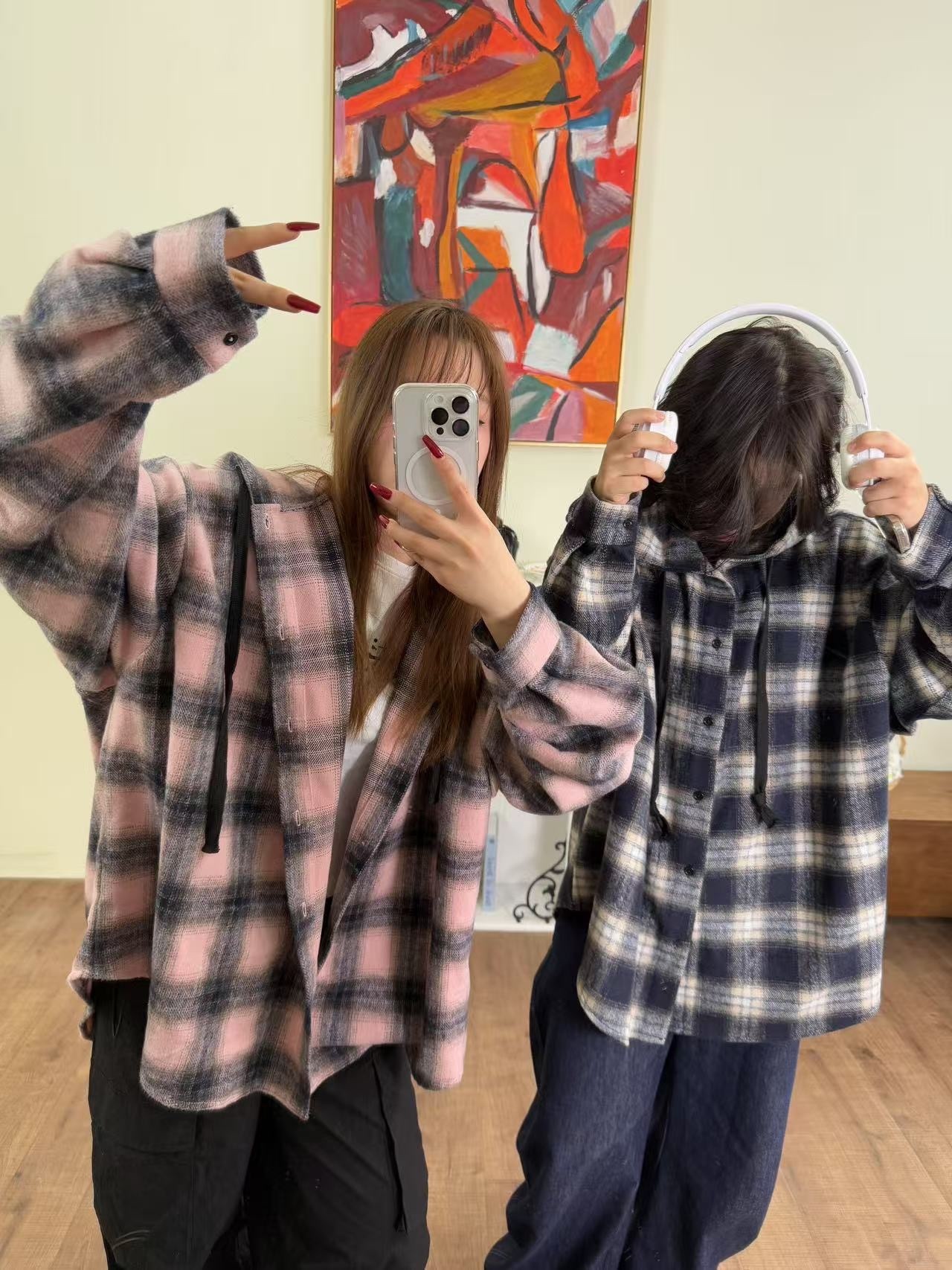 Stray kids Leeknow & Wayv YangYang inspired plaid Hooded Shirt