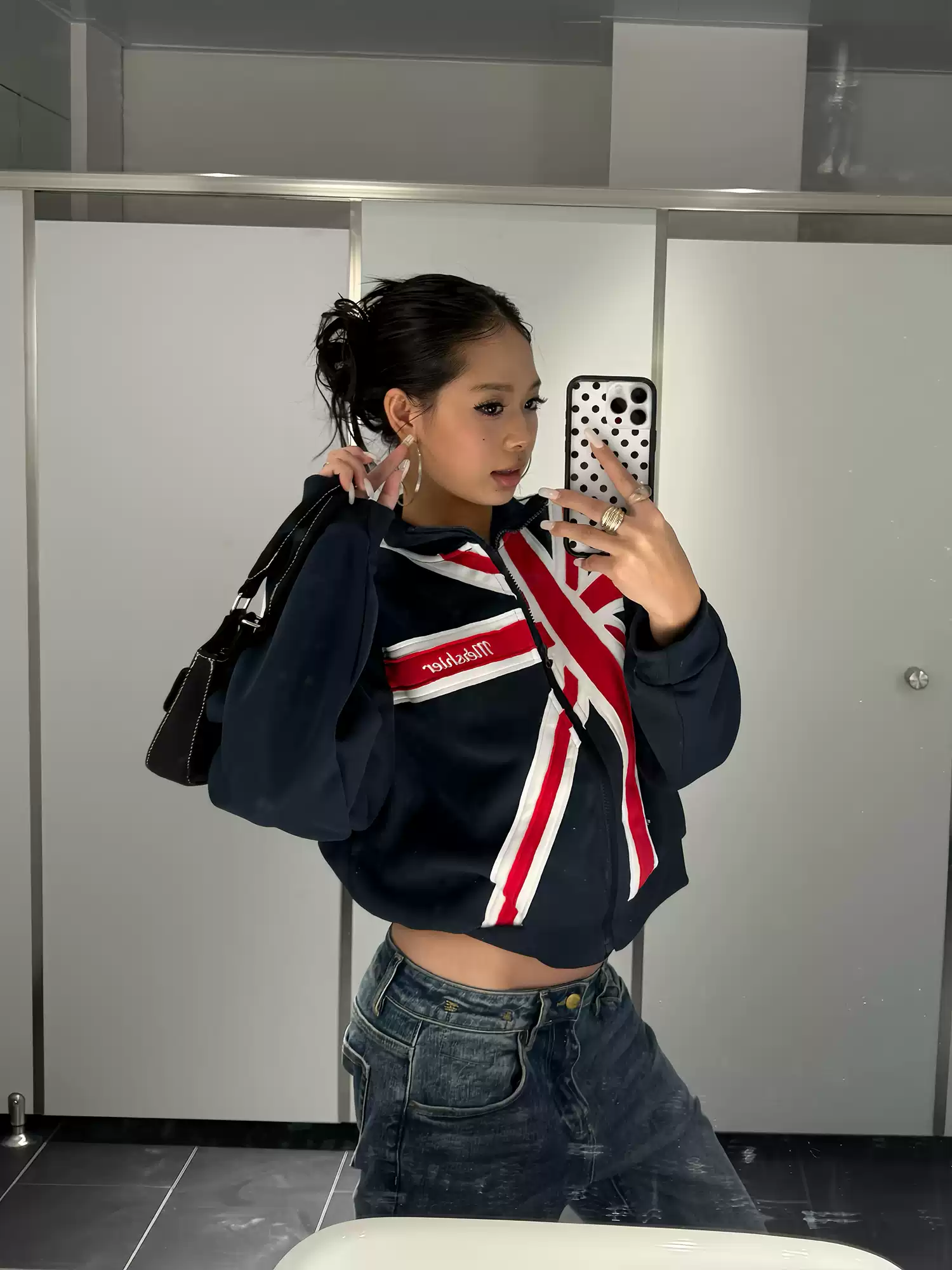 Lngshot Woojin Inspired Union Jack British Flag Striped Zip Up Track Jacket