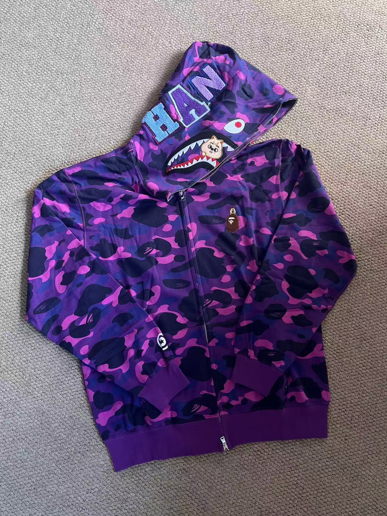 StrayKids HAN BAPE Inspired Bape camo zip-up  hoodie-Stray Kids