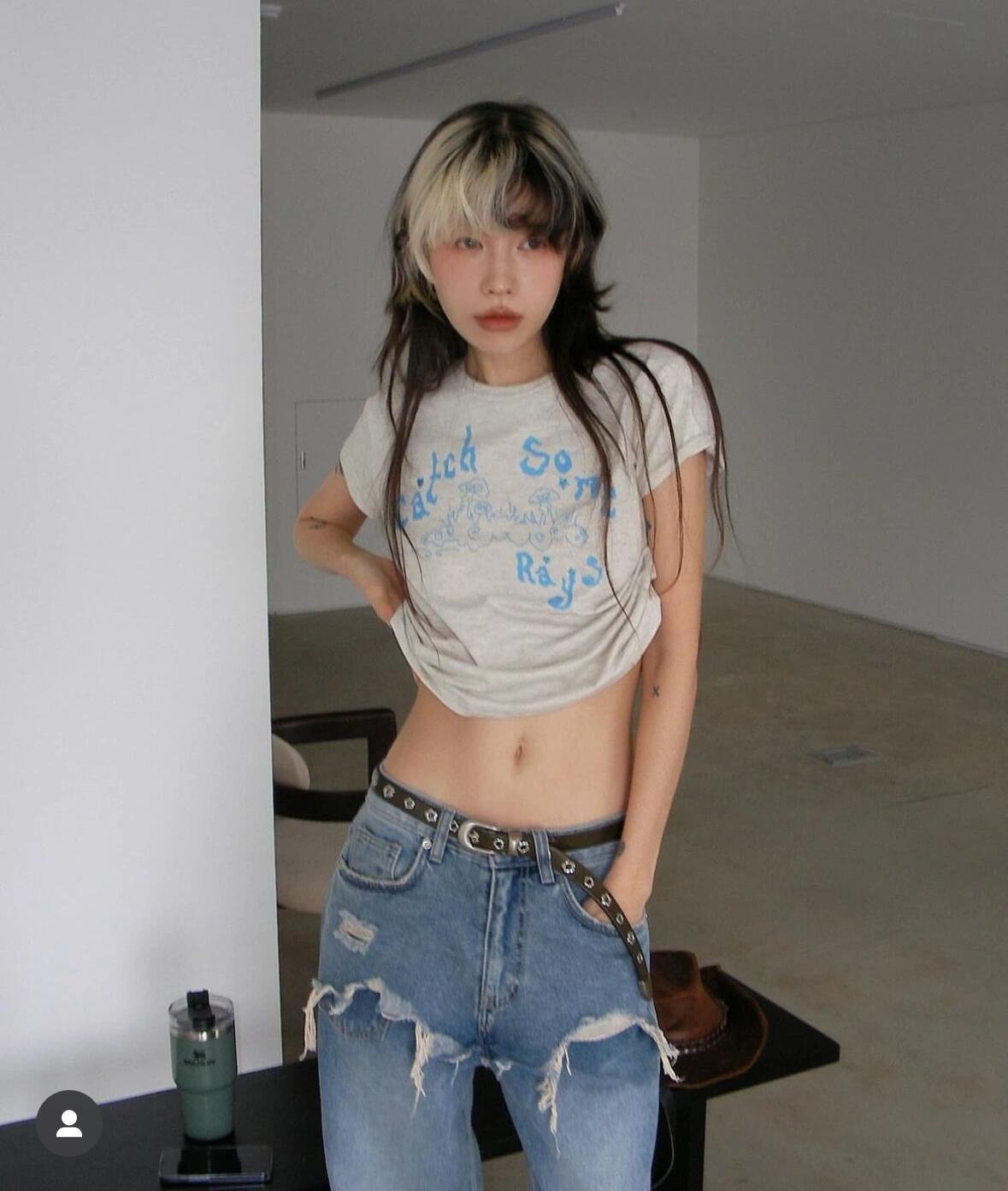 LESSERAFIM Sakura Inspired Grey T-Shirt