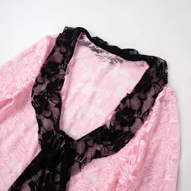 Lace Patchwork Long Sleeve Short Dress Set-Outfitidea For BlinksBLACKPINK-Inspired Fashion