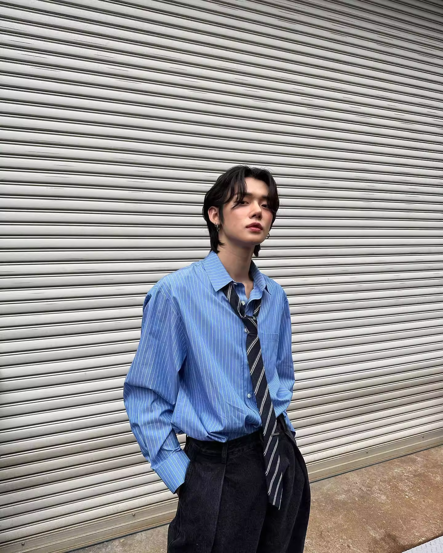 TXT Yeonjun Inspired Blue Striped Shirt