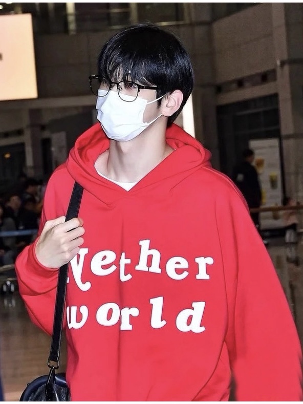 TXT Soobin Inspired Red Letter Print Hoodie