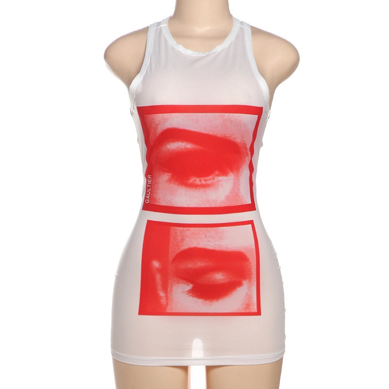 Blackpink Jennie Inspired Sleeveless Graphic Dress