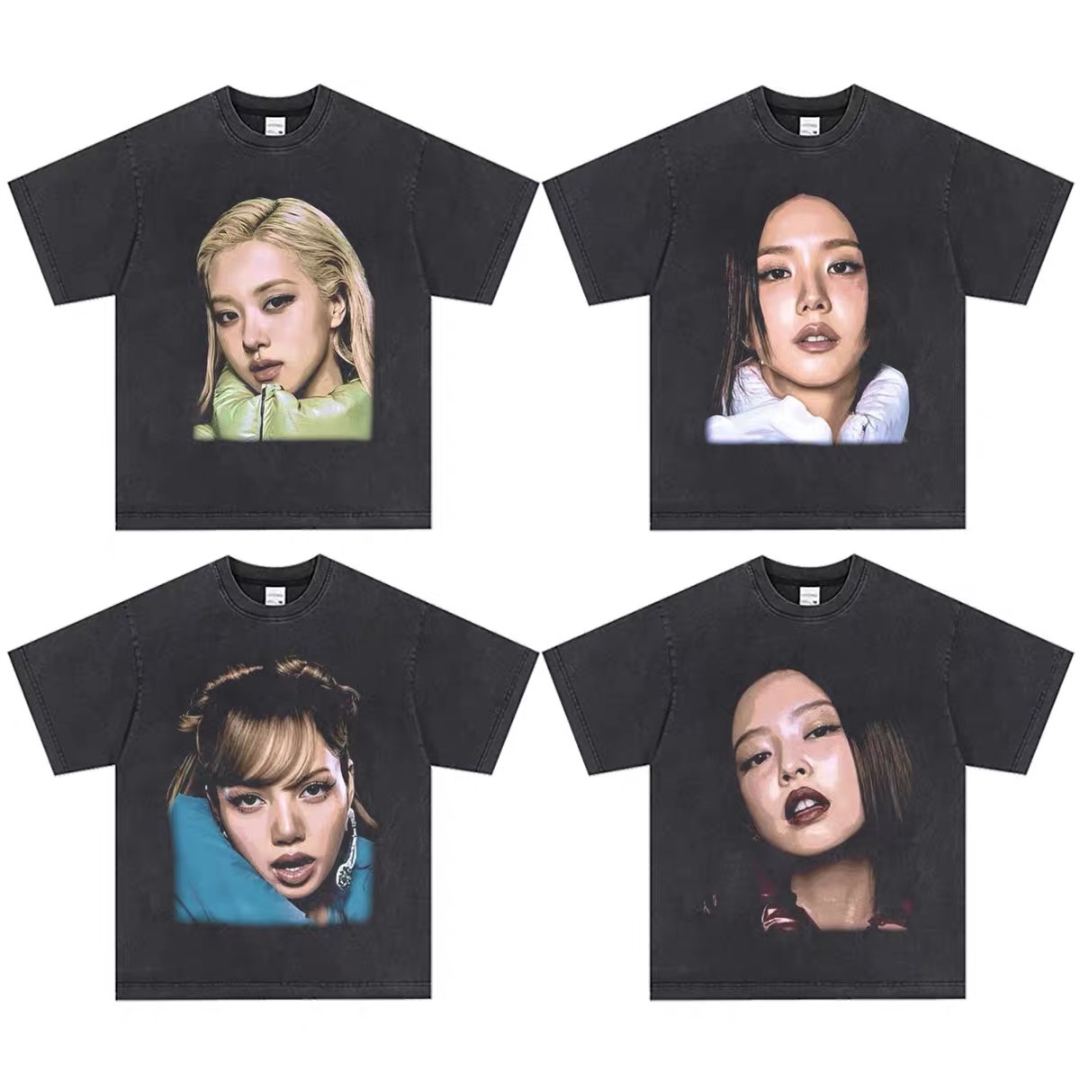 Blackpink Custom Member Printed Retro Washed T-Shirt