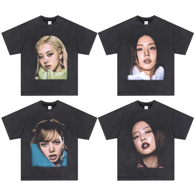Blackpink Custom Member Printed Retro Washed T-Shirt